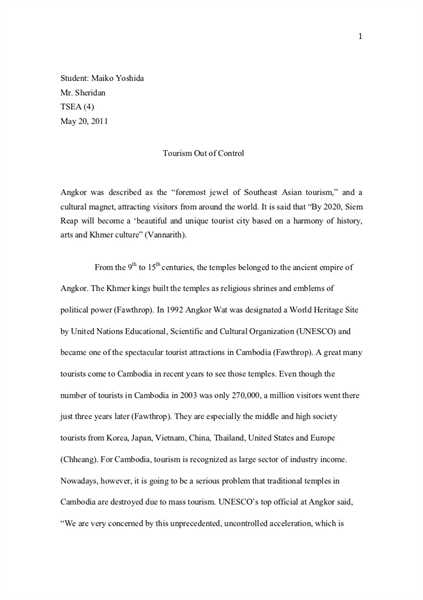 Essay on tourism