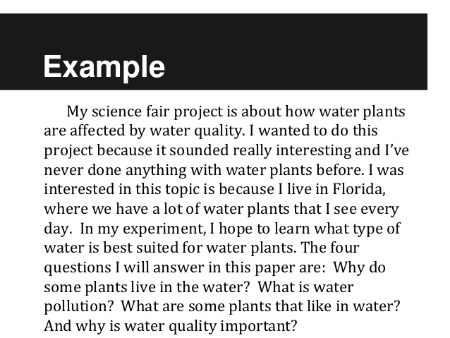 how to write an introduction for a science fair project